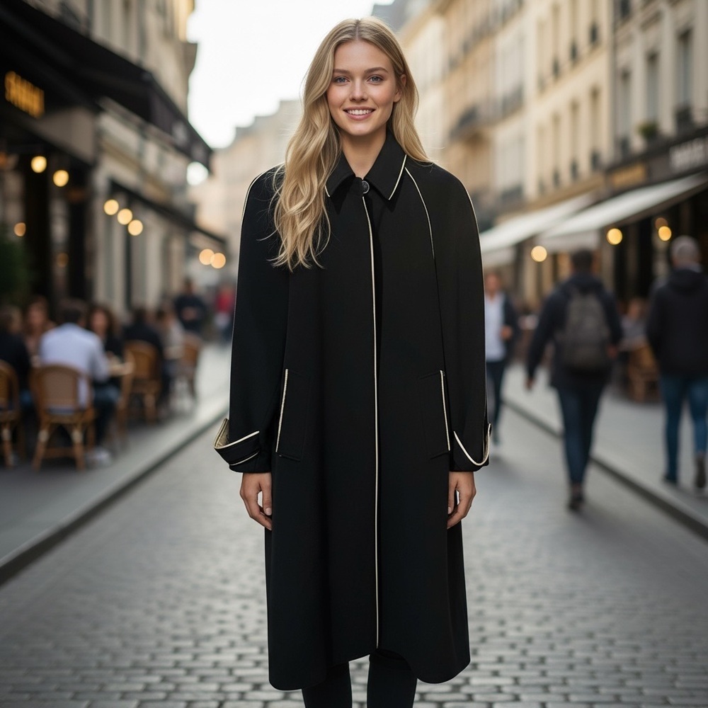 LOUIS FERAUD 6 Angora Lambswool Peacoat Long Buttons Old Money Quiet Luxury